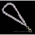 Short Purple Metal Beaded Keychain Lanyard